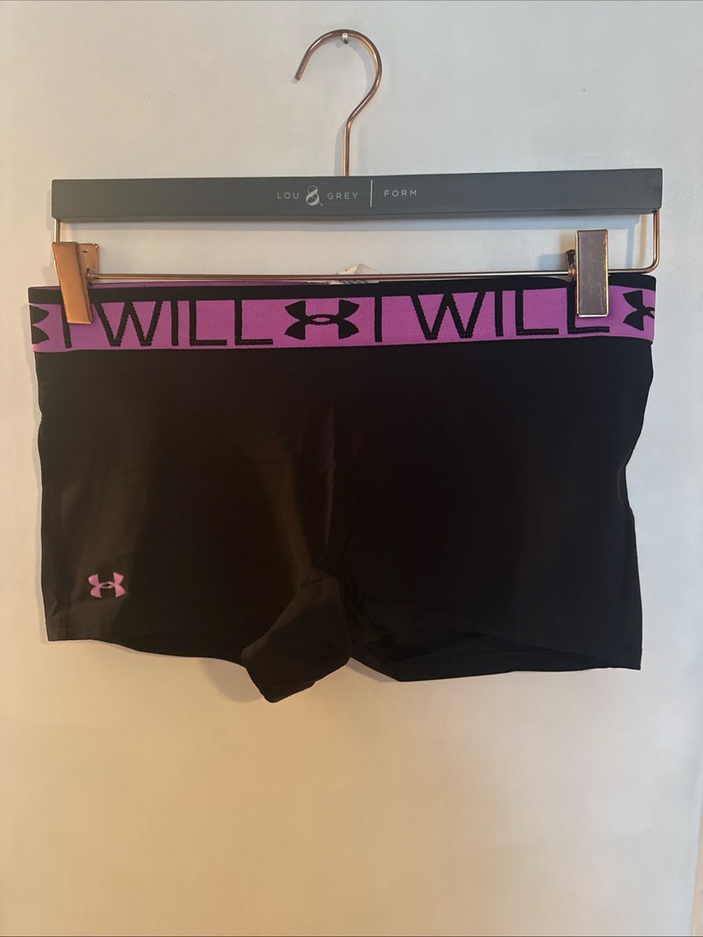 Under Armour Black Athletic Shorts with Pink Branded Waistband